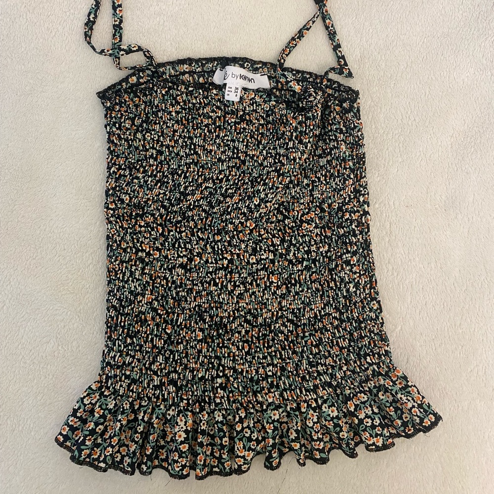 Floral tube top with ties